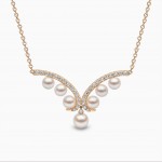Yoko London - Sleek Akoya Pearl and Diamond Necklace In Yellow Gold